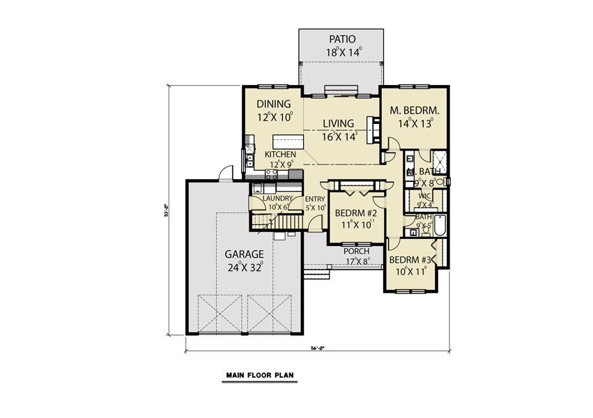 1st Floor image of Craftsman 306 House Plan